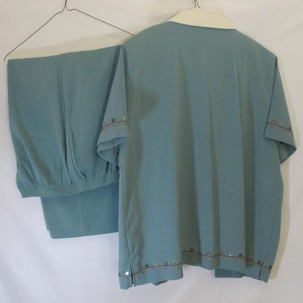 Alfred Dunner green 2-piece pantsuit, 18/18P - Picture 5 of 6